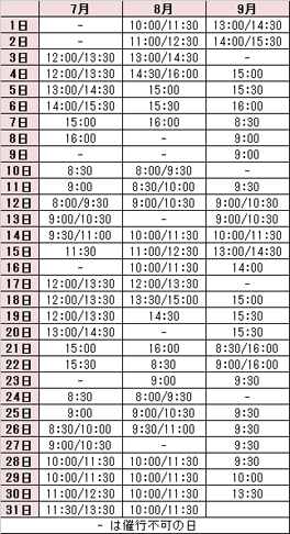【催行スケジュール表】